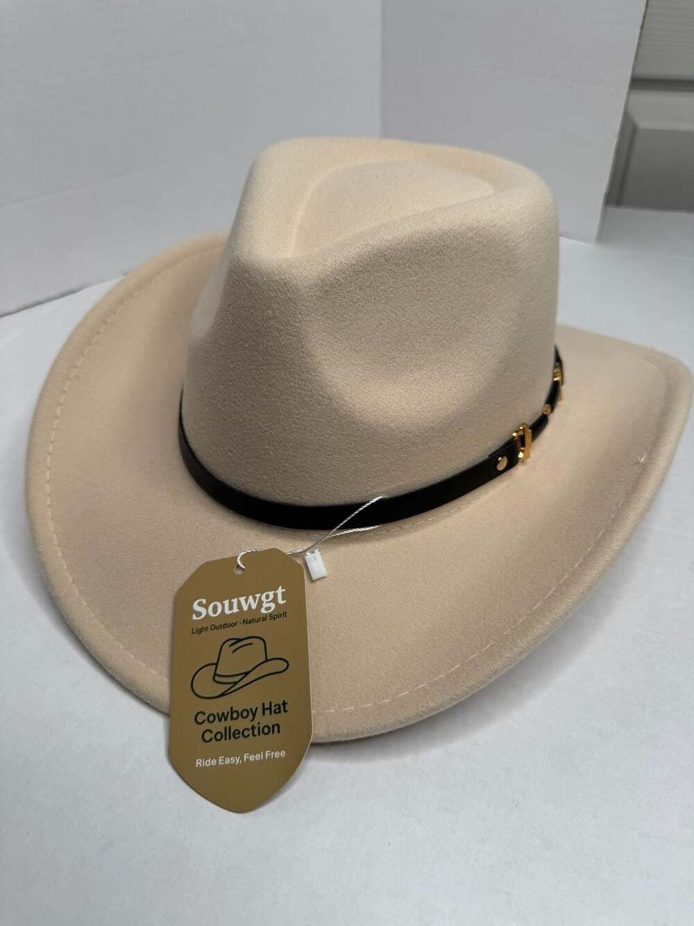 Souwgt Cowboy Hat Beige Felt Western Style